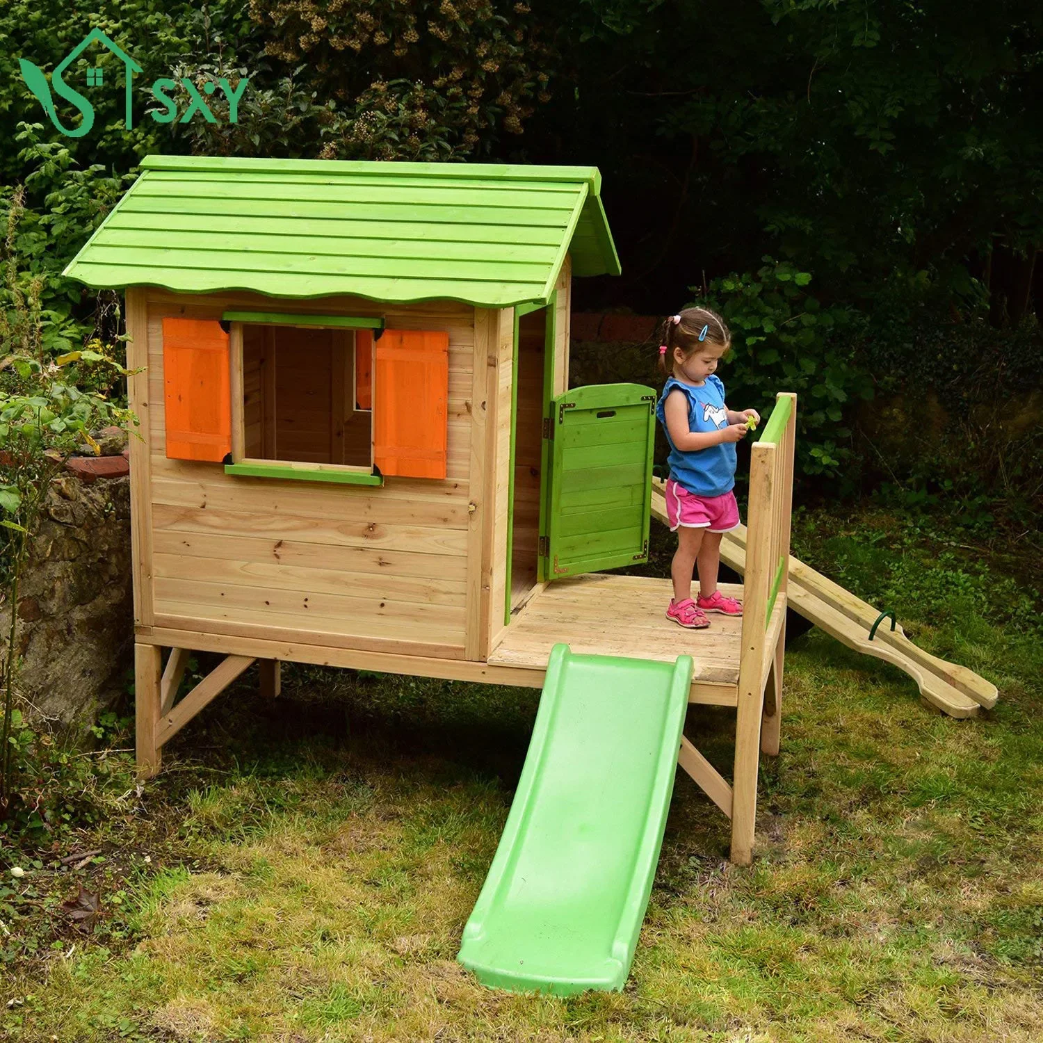 Kindergarten wooden house small house assembly solid wood outdoor indoor mobile children's room children's toys wooden house tre