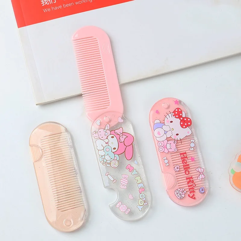 

Kawaii Hello Kitty Folding Comb Cute Cartoon Anime Women Products Straight Comb Desktop Accessories Wholesale Cute Girl Students