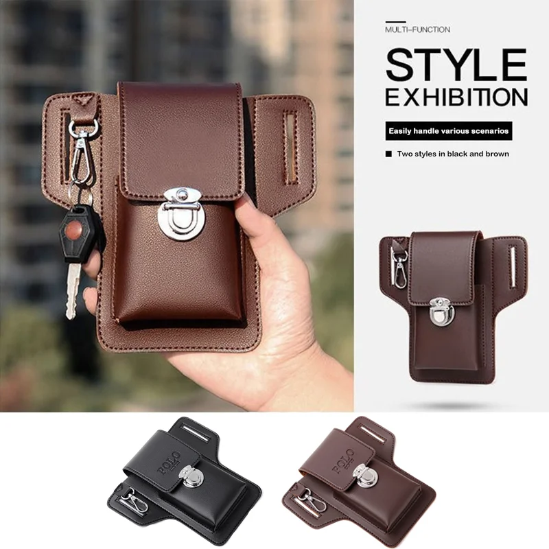 Multifunctional Leather Phone Case Phone Belt Bag For Men Bags Cell Phone Loop Holster Phone Pouch Wallet High Quality