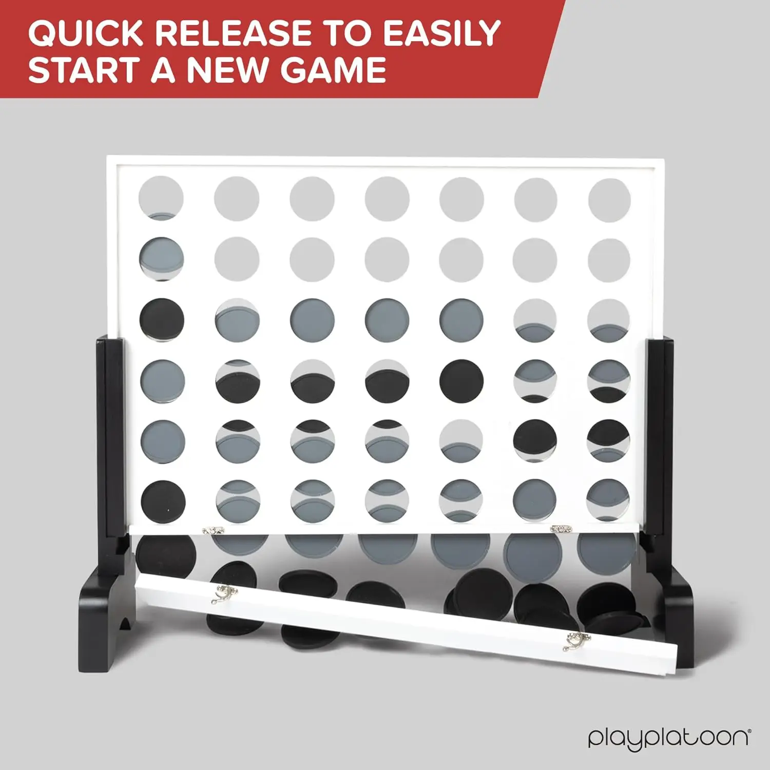 لعبة خشبية عملاقة 4 في صف خارجي - لعبة لوحية 4 في صفوف في الهواء الطلق مع العملات المعدنية والعلبة والقواعد #6