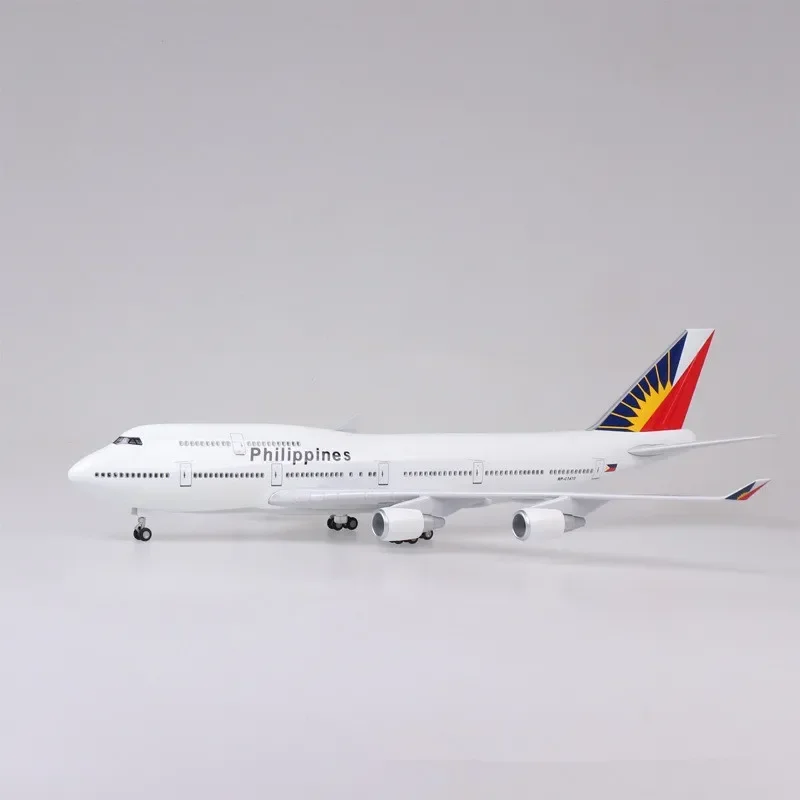 1:150 Scale 47CM Diecast Model Philippine Airlines Boeing 747 Resin Airplane Airbus With Light And Wheels Toy Collection Display