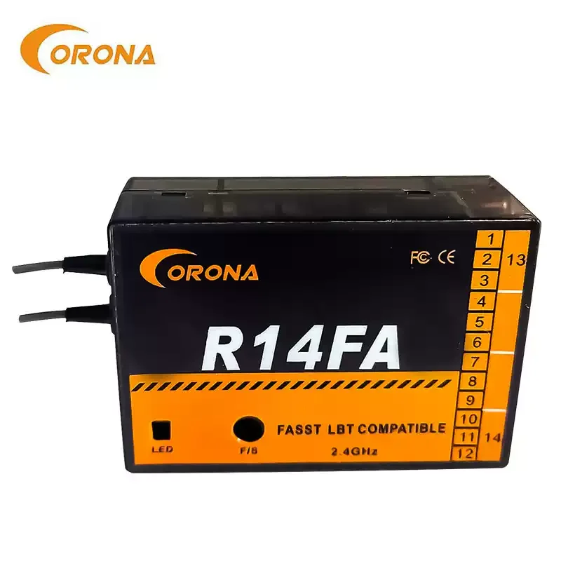Corona R14FA 2.4Ghz 14CH Fasst Compatible Reciver 4.0 ~10V Operating Voltage with FUTABA 14sg 16sz 18mz for Airplane Smart Robot