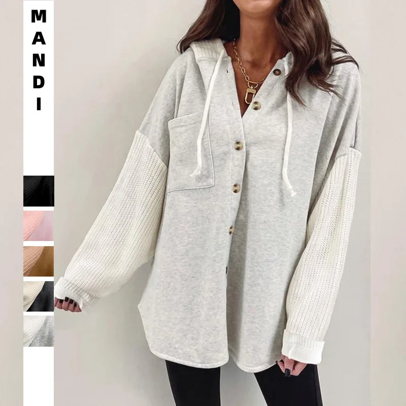 

Women's Long Sleeve Cardigan Sweater 2025 Autumn Winter New Sweater Hooded Sweatshirt Casual Loose Outerwear