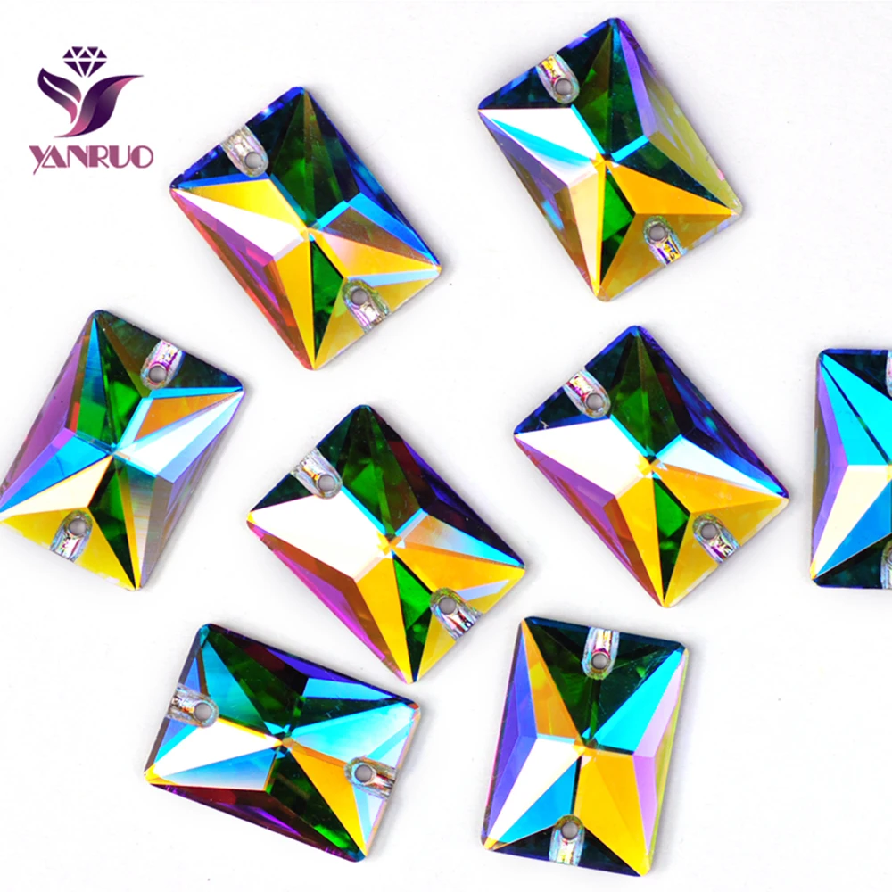 

YANRUO 3250 Rectangle AB Crystal DIY Accessories for Garment Glass Sew on Crystals Strass Rhinestones Sewing on Dress