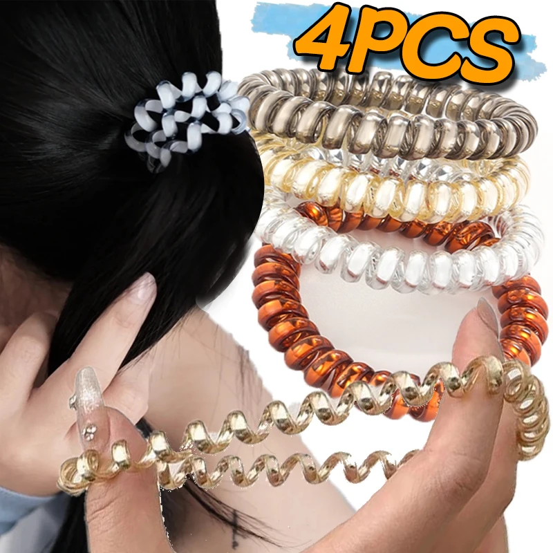 Telephone Wire Cord Hair Ties Rubber Bands Women Spiral Elastic Hair Bands Basic Rubber Band Scrunchies Hairs Rope Accessories