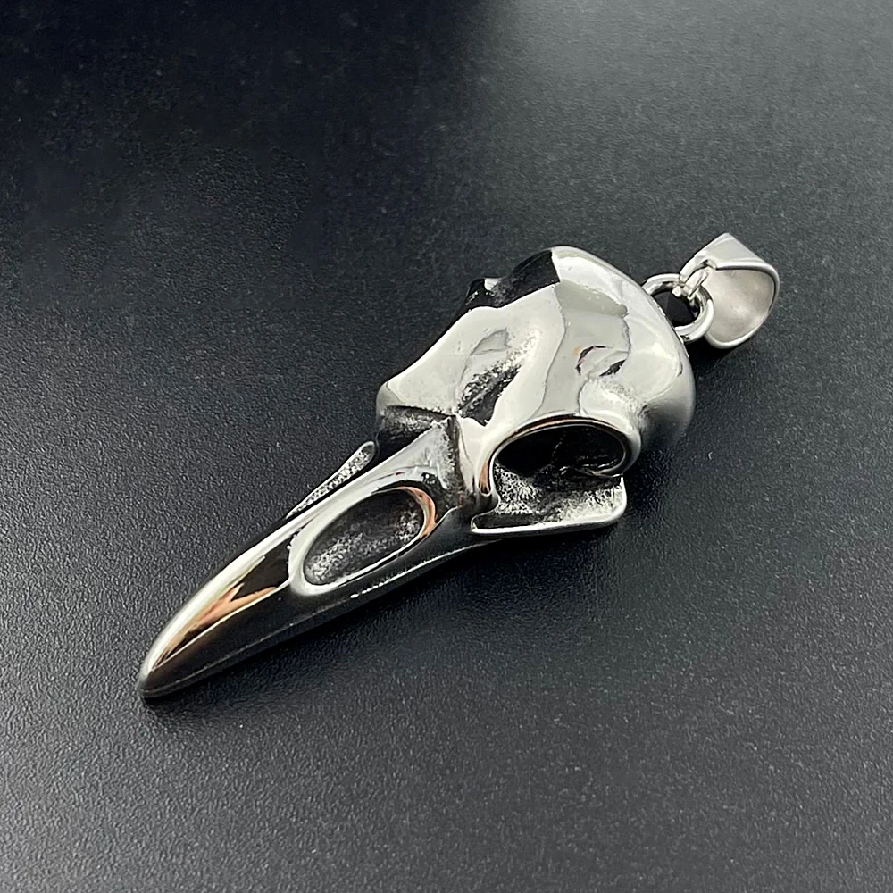 Retro Viking Raven Skull Pendant Necklace for Men Women 316L Stainless Steel Crow Skull Necklaces Fashion Jewelry Gift Wholesale
