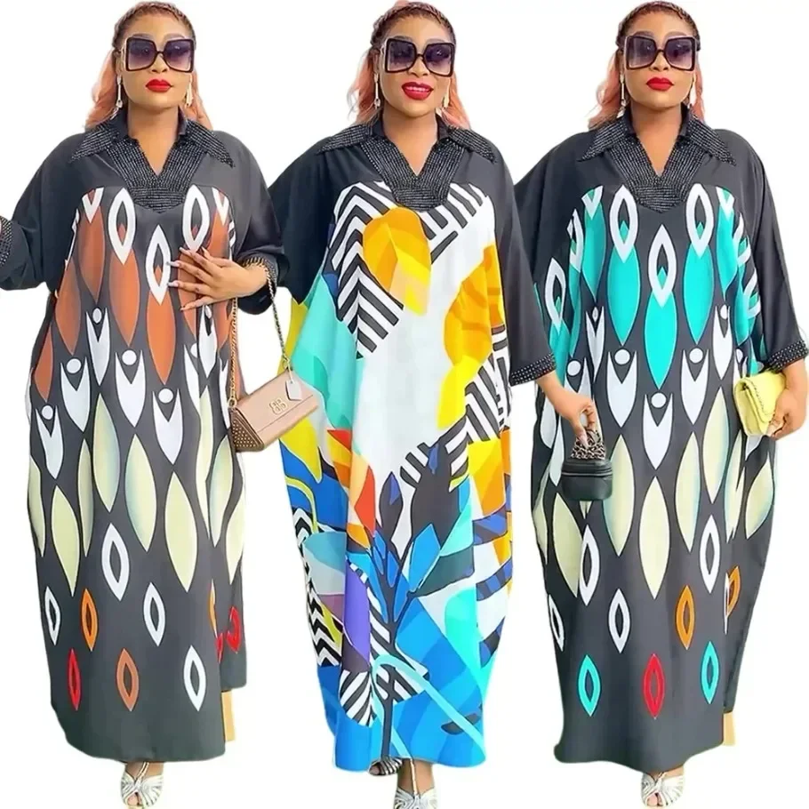 

2025 African Dresses for Women Traditional Africa Clothing Dashiki Ankara Outfits Gown Abayas Robe Muslim Kaftan Maxi Long Dress