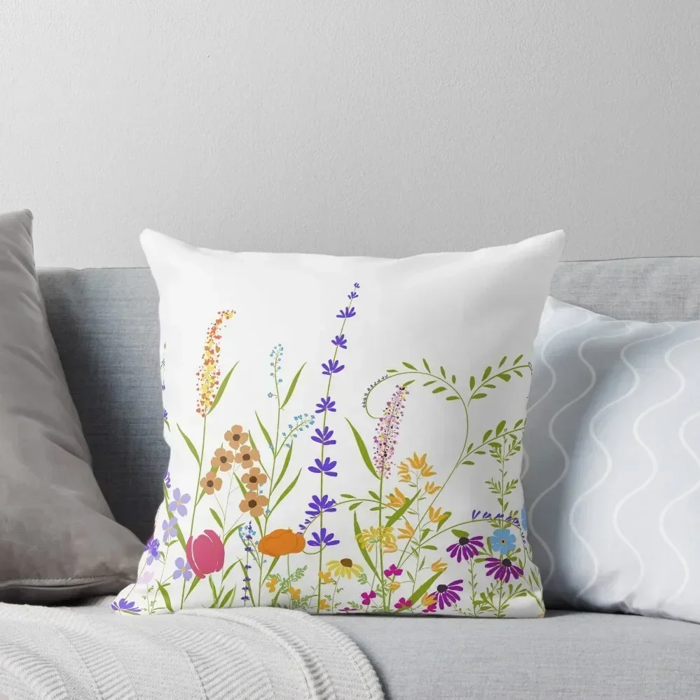 colourful wildflowers 2022 Throw Pillow Sitting Cushion Pillowcases pillow