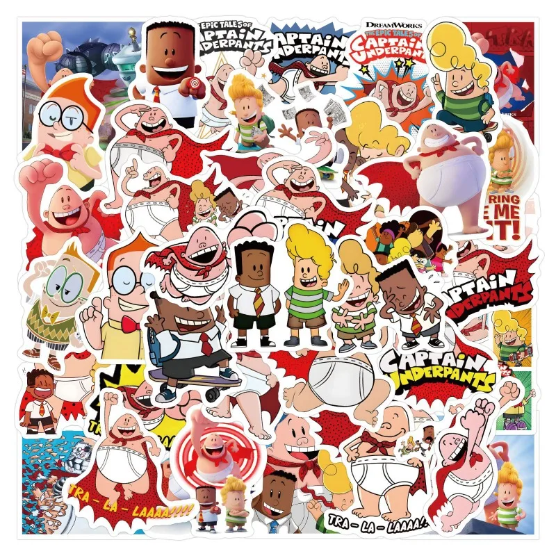 55pcs Captain Underpants Anime Stickers Suitcase Stationery Mobile Phone Car Scooter Laptop Refrigerator Decoration Stickers