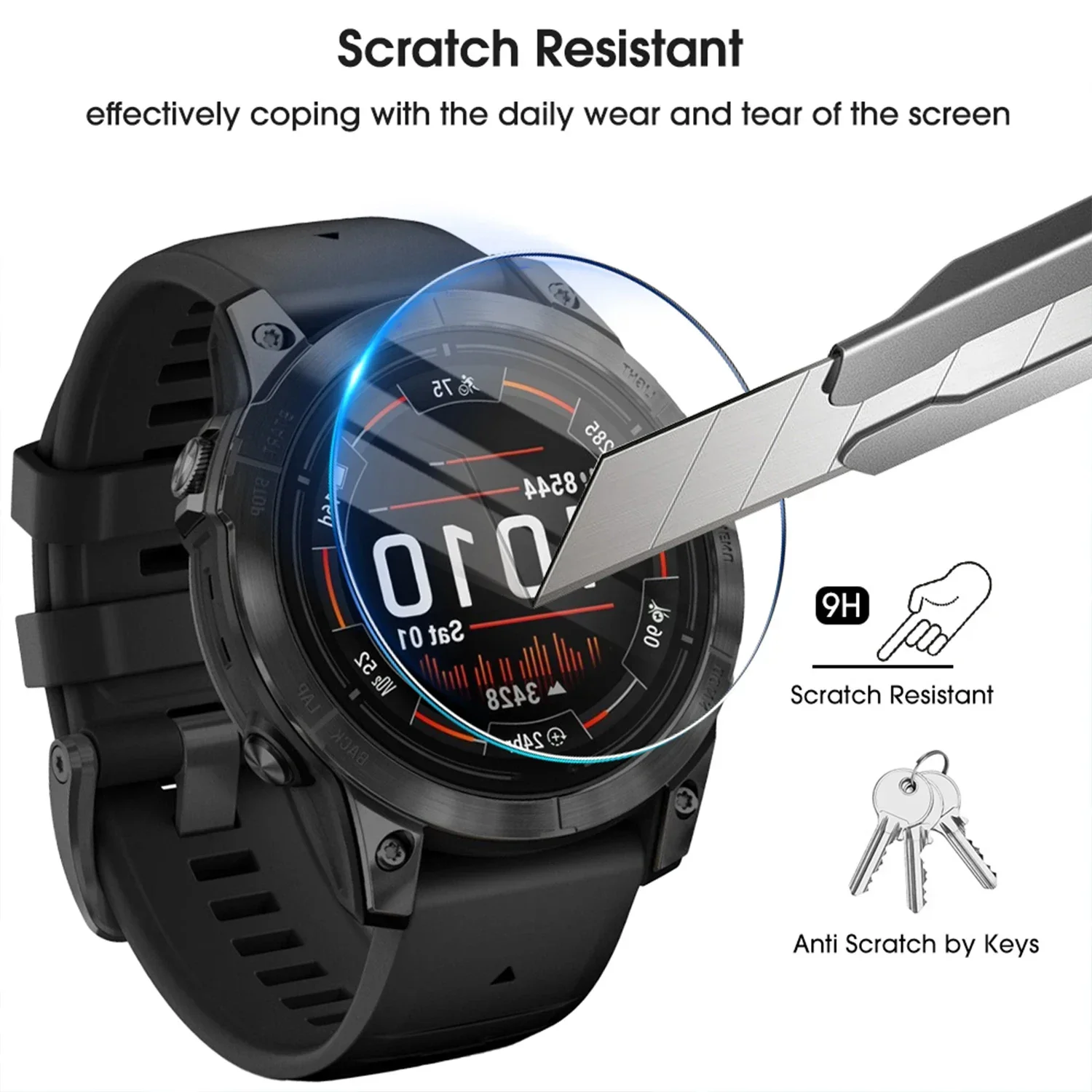 Vetro temperato facile da installare per Garmin Fenix ​ ​ 8 Pellicola protettiva per schermo antigraffio HD da 43/47/51 mm per Garmin Fenix ​ ​ 8