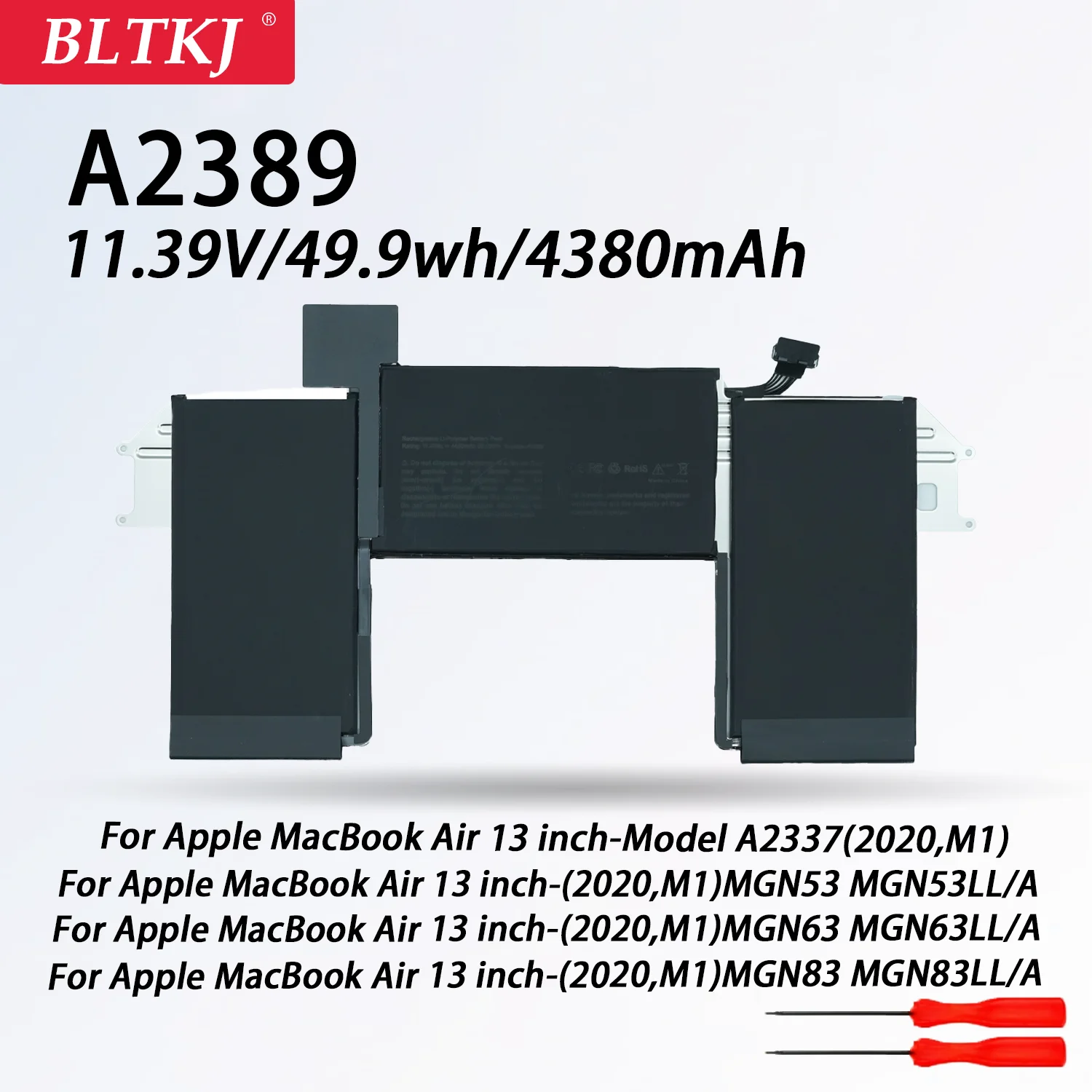 

BLTKJ НОВЫЙ аккумулятор A2389 для MacBook Air M1 13 дюймов 2020 года MGN73LL MWTJ2 EMC3302 A2337 EMC3598 MGN63LL 49,9WH