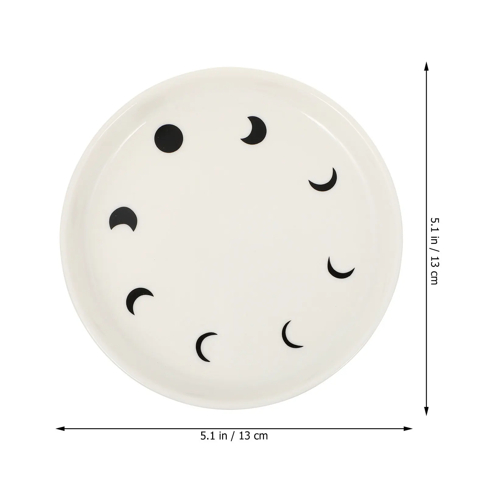 1Pcs Ceramic Jewelry Storage Tray Moon Pattern White Decorative Trinket Plate Multipurpose Storage Tray for Rings Earrings