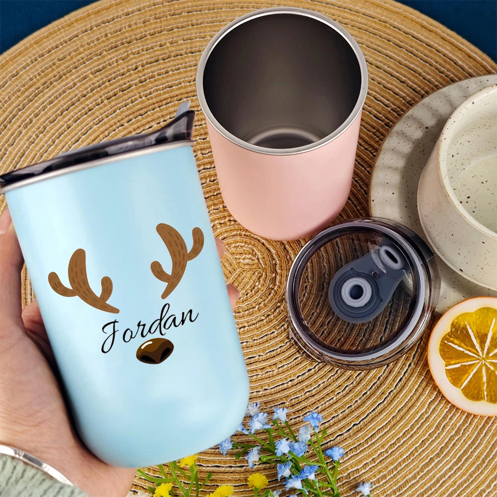 Personalized customized stainless steel cup, Christmas patterned beverage cup with lid, perfect for Christmas cup gifts view 3
