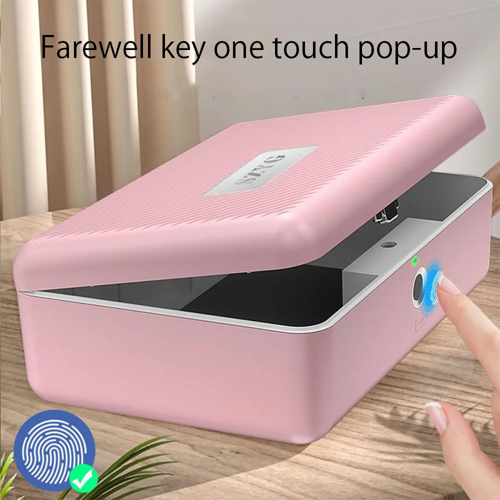 Fingerprint Safe Box Mini Safe Key ID Card Jewelry Privacy Security Storage Box Password Lock Box Intelligent Secret Hidden Safe