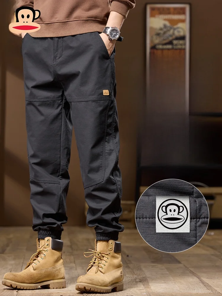 

Мужские повседневные рабочие брюки Paul Frank, свободный крой, весенняя новинка, американский стиль, эластичные, с манжетами, длиной 7/8, дышащие, из хлопка, для молодежи