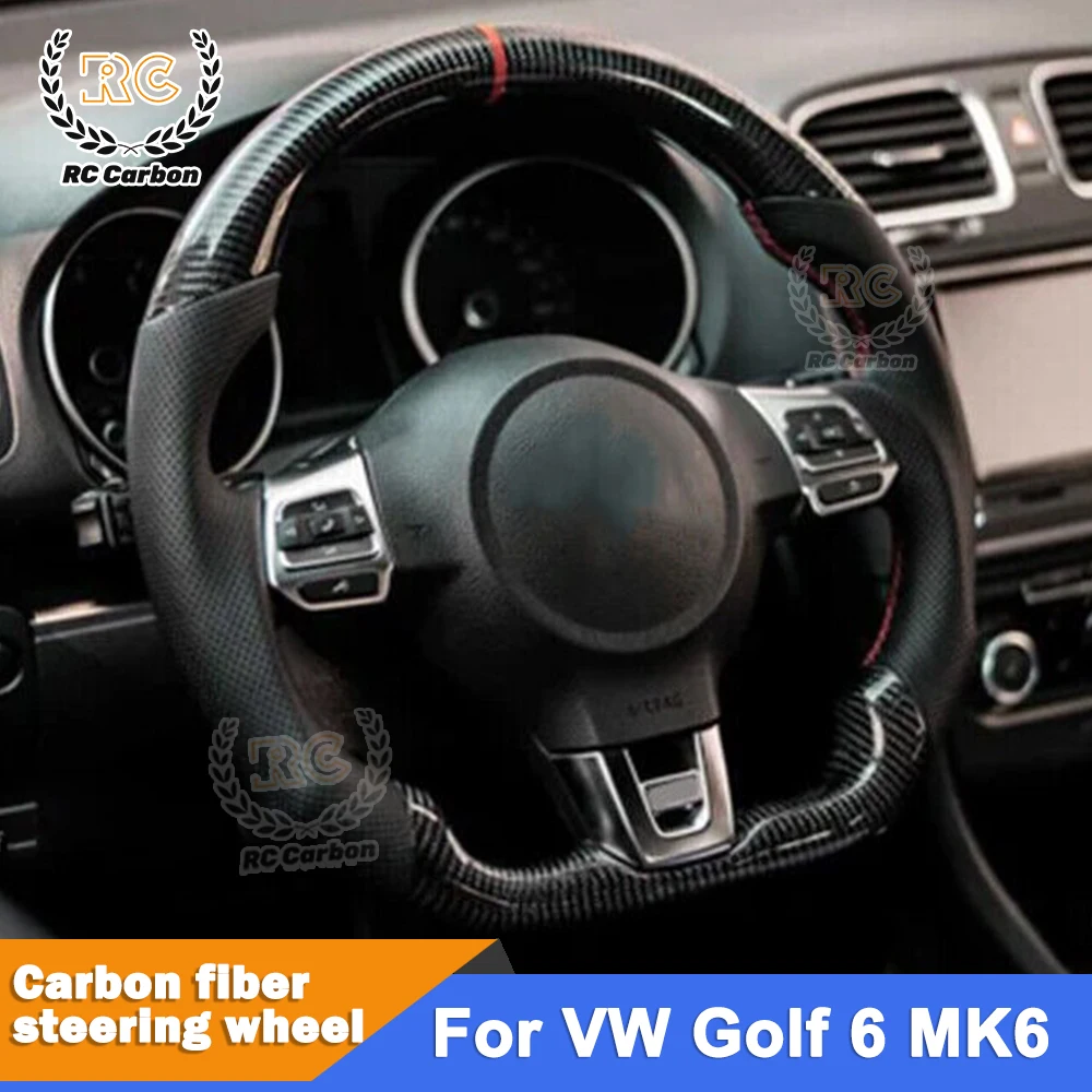 Real Carbon Fiber Steering Wheel For Volkswagen Golf 6 GTI GTD R MK6 MK7 2009-2013 Polo GTI Tiguan Passat R-Line