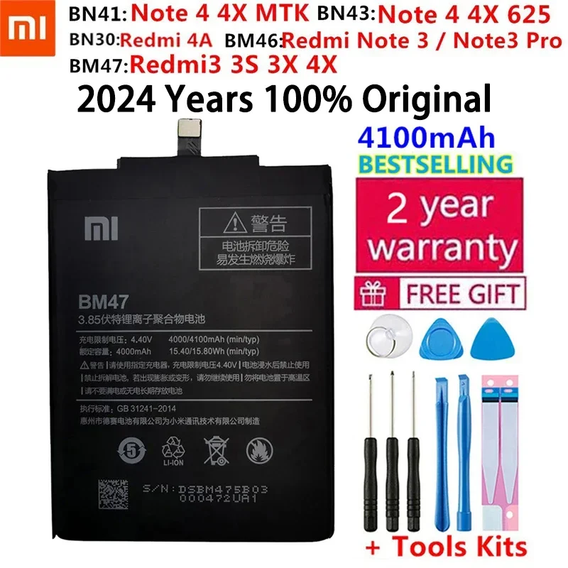 

100% Original Xiao mi Replacement Battery For Xiaomi Redmi Hongmi Note 3 3S 3X 3 Pro 4 4A 4X BN30 BN41 BN43 BM46 BM47 batteries