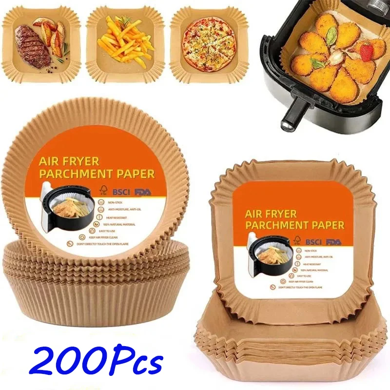

Бумага для выпечки в аэрофритюрнице, 50/100/200 шт., антипригарные круглые вкладыши для аэрофритюрницы, кухонные принадлежности