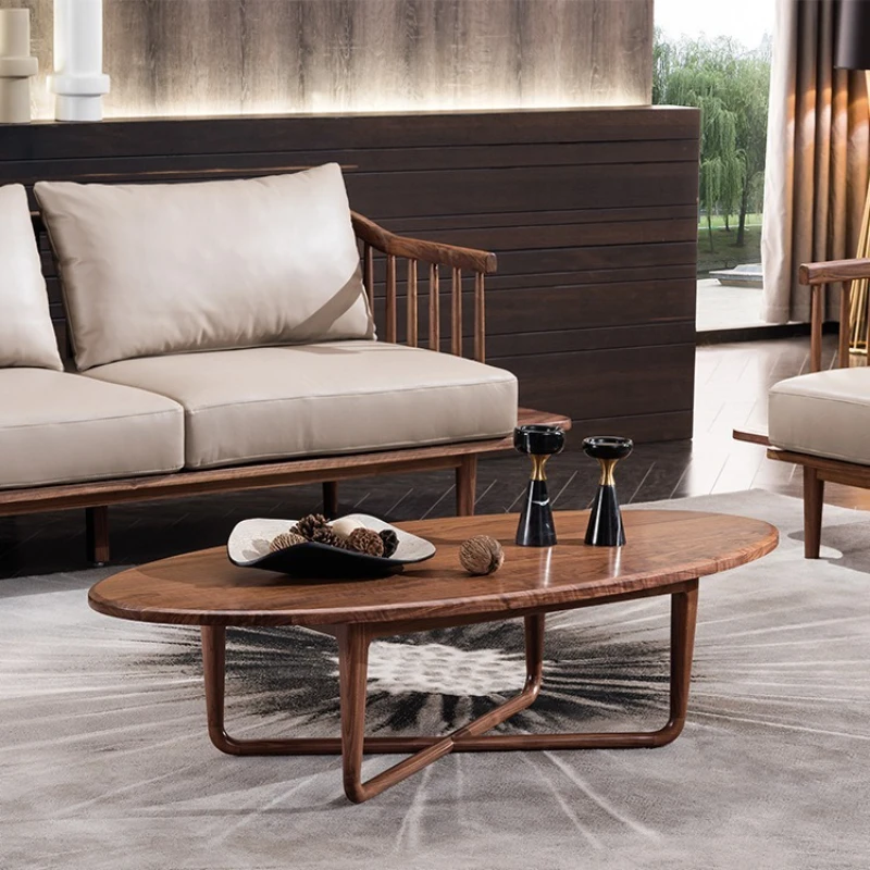 

North American Coffee Table Black Walnut Simple Full Oval Coffee Table Office Apartment Living Room Furniture Couchtisch XYCJ