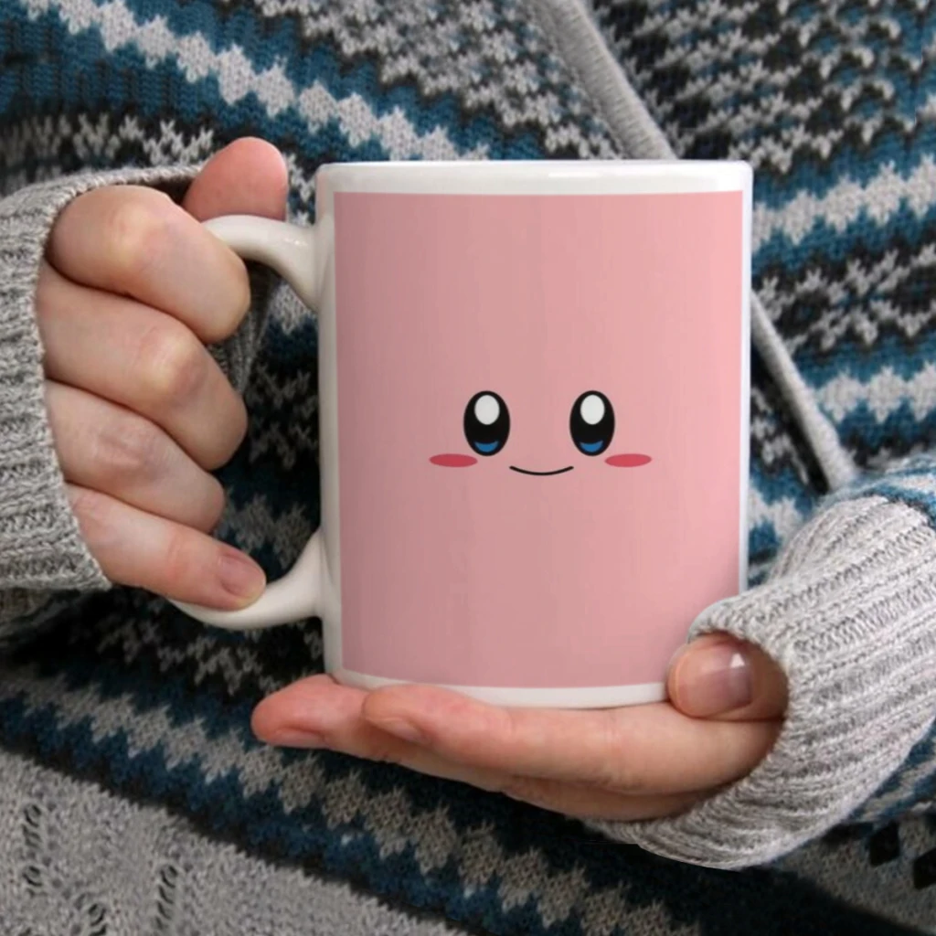 

Cute Kawaii K-Kirbys 11oz Afternoon Tea Mug Multifunctional Ceramic Coffee Mug Porcelain Coffee Cup Drinking Cup