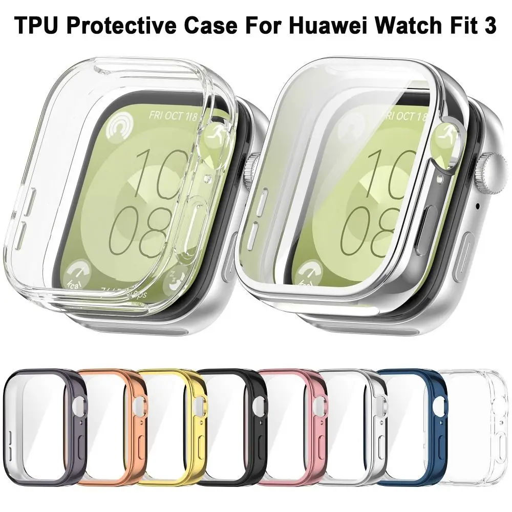 New Full Cover TPU Case Bumper Smart Screen Protector Accessories Watchband Protective Shell for Huawei Watch Fit 3