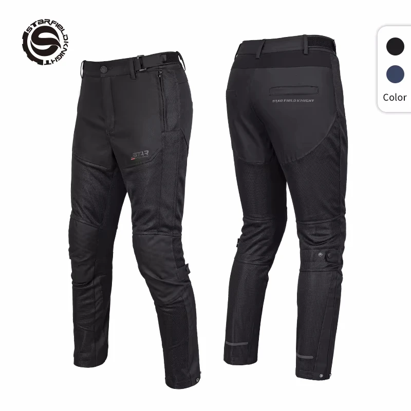 SFK New Motorcycle Pants Summer Mesh Breathable Men's Trousers Black With Removable CE Protective Armor Riding Gears Accessories