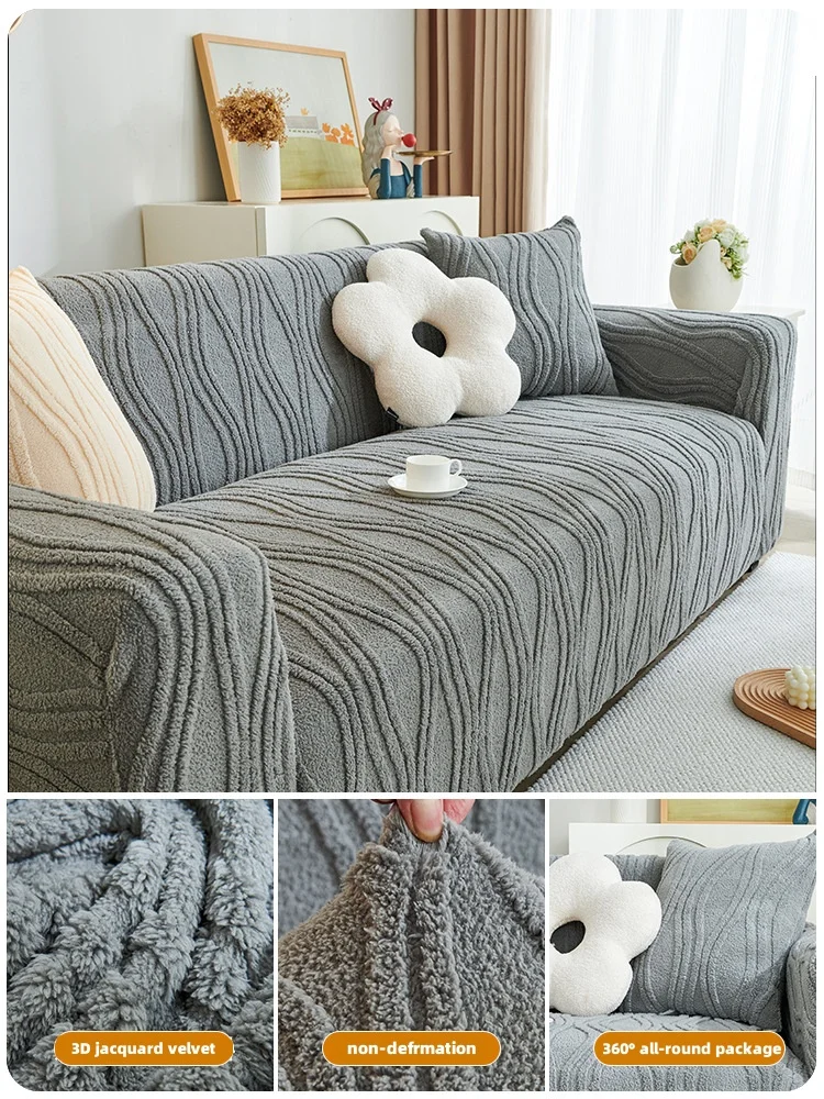 Plush Sofa Cover for Lazy People, Anti-Slip and Anti-Cat Scratch Protector for Kids, Pets, 1 Seat, 2 Seat, 3 Seat, 4 Seat