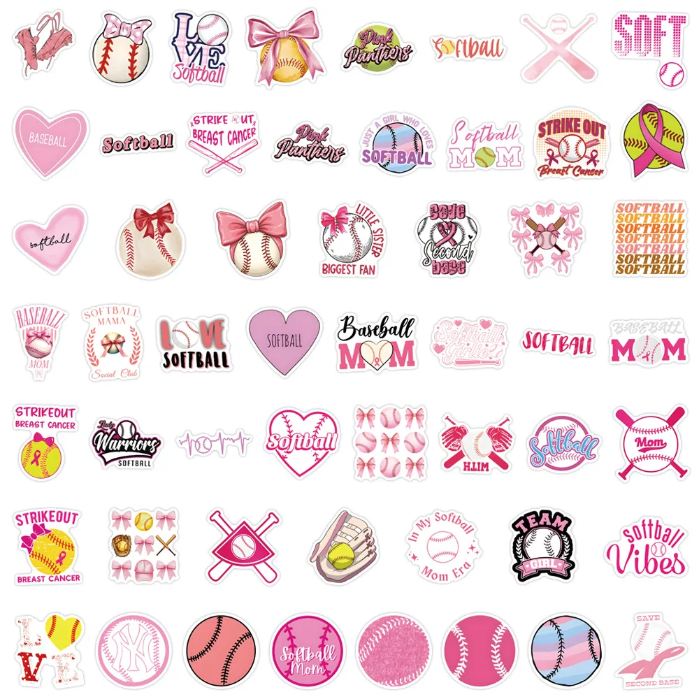 10/30/50 Uds. Pegatinas de grafiti creativas de dibujos animados de Softbol rosa deportivo álbum de recortes decorativo taza de agua funda de teléfono maleta calcomanía de juguete