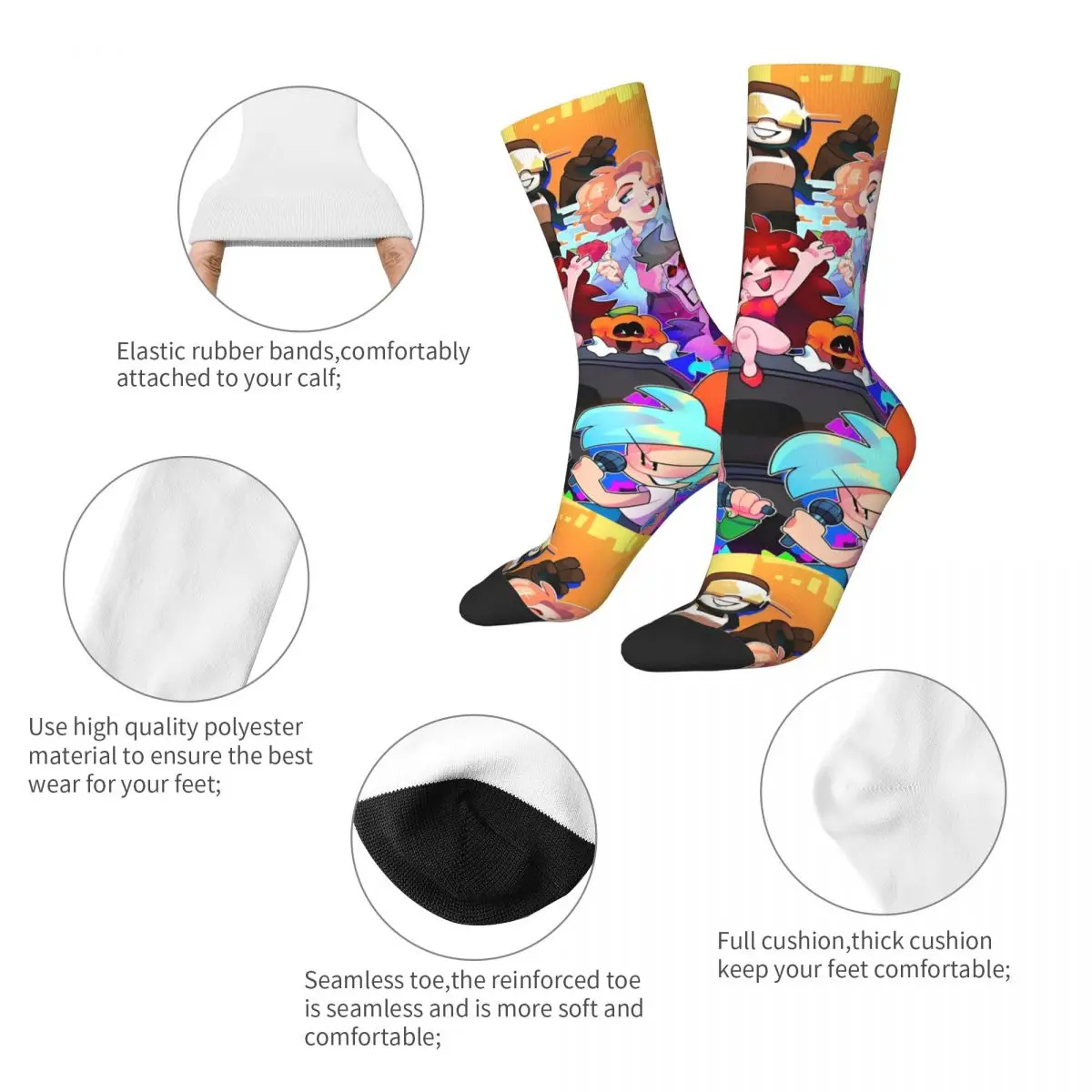 Fashion Men's Socks Friday Night Funkin Sock Polyester FNF Games Gamer Skateboard Women Socks Spring Summer Autumn Winter