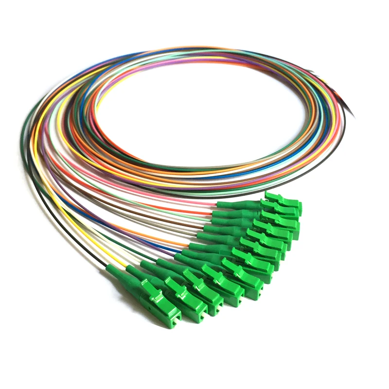 12 colors LC/APC Fiber Pigtail with Single mode (G652D, G657A1, G657A2)-0.9mm cable-1.2m or 2.5m