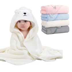 Cartoon Baby Hooded Bath Towels Newborn Hooded Towel Blanket Super Soft Boys Girls Bathrobe Warm Sleeping Swaddle Wrap 80*80cm