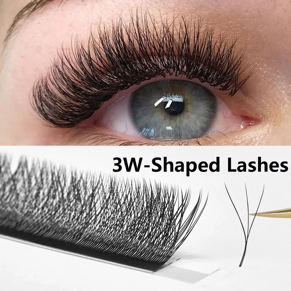 Yelix 3W-shape Lashes 3D-W Eyelash Extensions Premade Volume Fan Eyelashes Light Weight Eyelash For Salon Premium Faux Cils