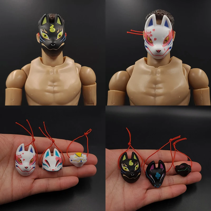 1/6 Scale Male Female Soldier Ninja Samurai Japanese Hefeng Fox Half Face Mask Model For 12 Inches OB BJD Action Figures Body