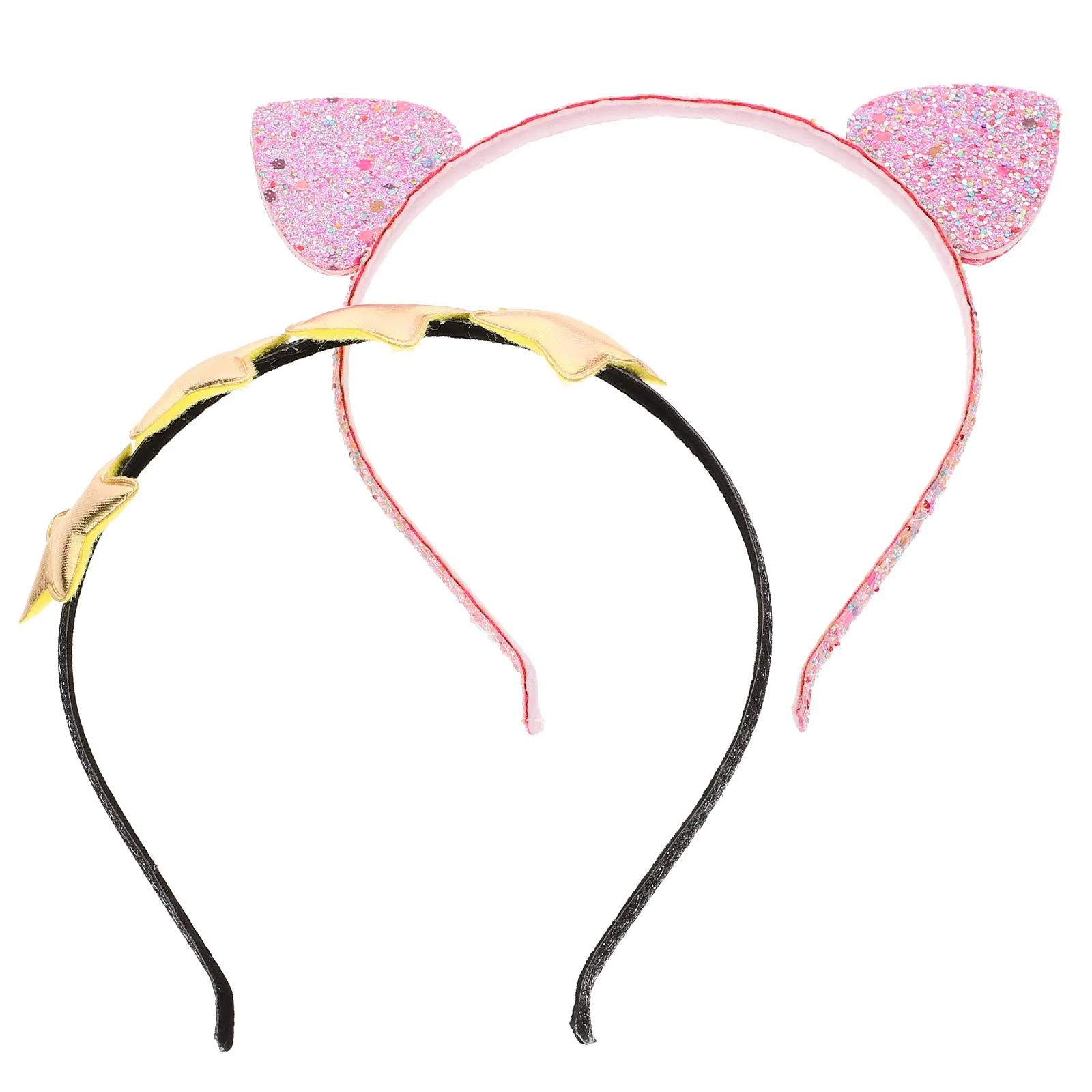 

2 Pcs Cat Ear Headb Party Headdress Sequin Glitter Hair Party Holiday Gifts Cosplay Props Adult Women