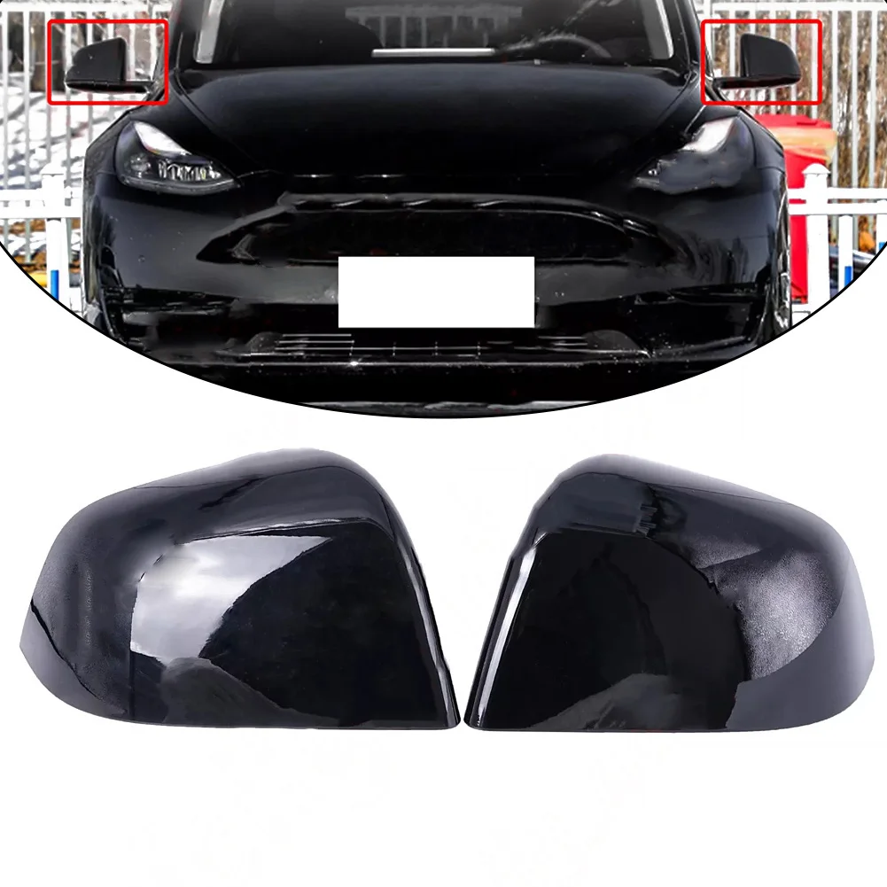 For Tesla Model Y Black Mirror Cap Rear View Mirror Cover Car Accessory 26*15*5 Cm Removable Cap Sleek Appearance