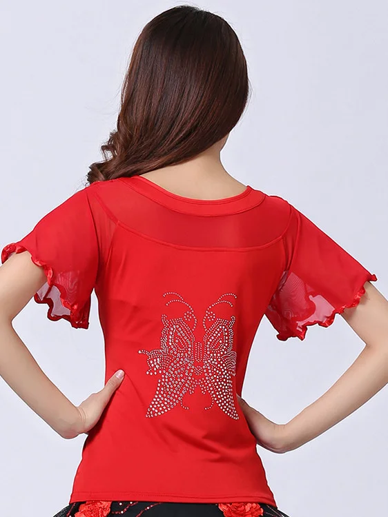 Top de traje de baile de salón liso, blusas de baile latino Cha Flamenco, trajes estándar modernos, Tops de Tango, Vals, Salsa y Samba, nuevo