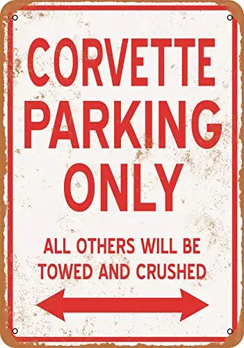 Wall-Color  Metal Sign - Corvette Parking ONLY - Vintage Look