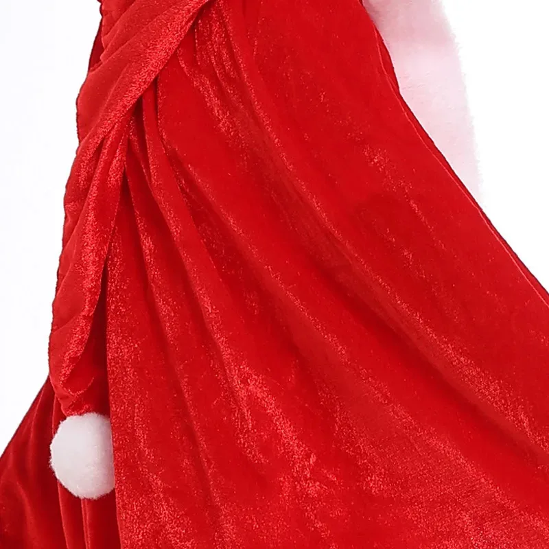 Красная бархатная накидка с капюшоном для взрослых и детей, сексуальные рождественские костюмы для косплея Санта-Клауса, женская карнавальная вечеринка, Клубная одежда, теплый плащ kvmk/1