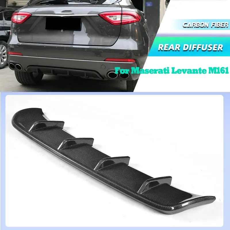Full Carbon Fiber Car Rear Bumper Diffuser Lip Spoiler for Maserati Levante M161 2016-2020 Racing Rear Apron Lip Body Kit FRP