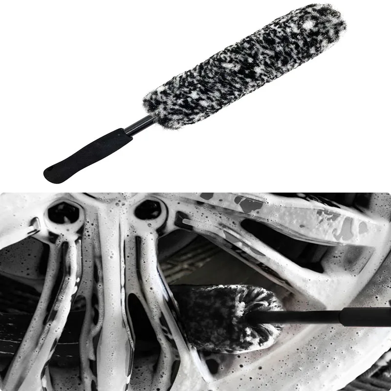 1/2Pcs Microfiber Premium Wheels Brush Non-Slip Handle Easy To Cleaning Rims Spokes Wheel Barrel Brake Caliper Car Accessory