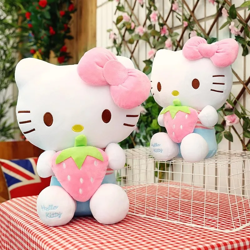 

30cm New Plush Doll KT Cat Doll Cute Fruit Strawberry Cartoon Cat Stuffed Plush Doll Katie Cat Pillow Home Doll