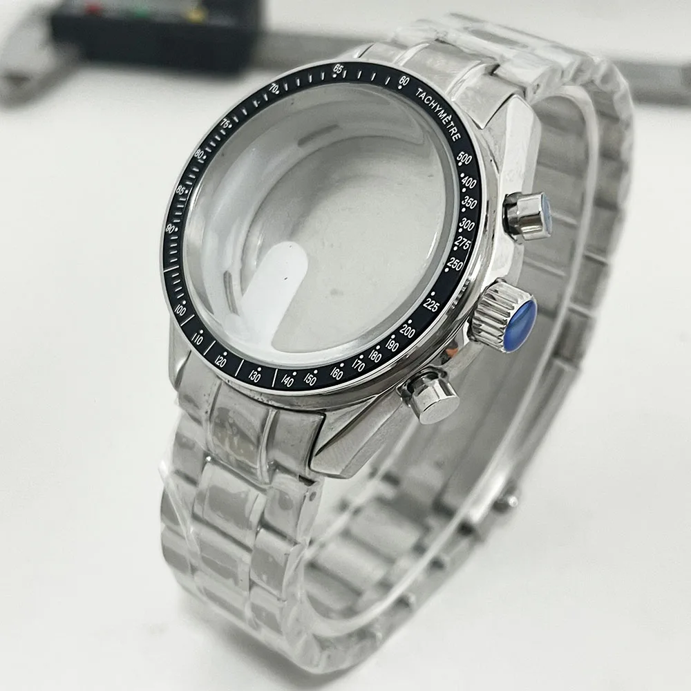 Men's stainless steel shell Moon back cover shell fits VK63 64 movement shell watch accessories fit 20mm strap function