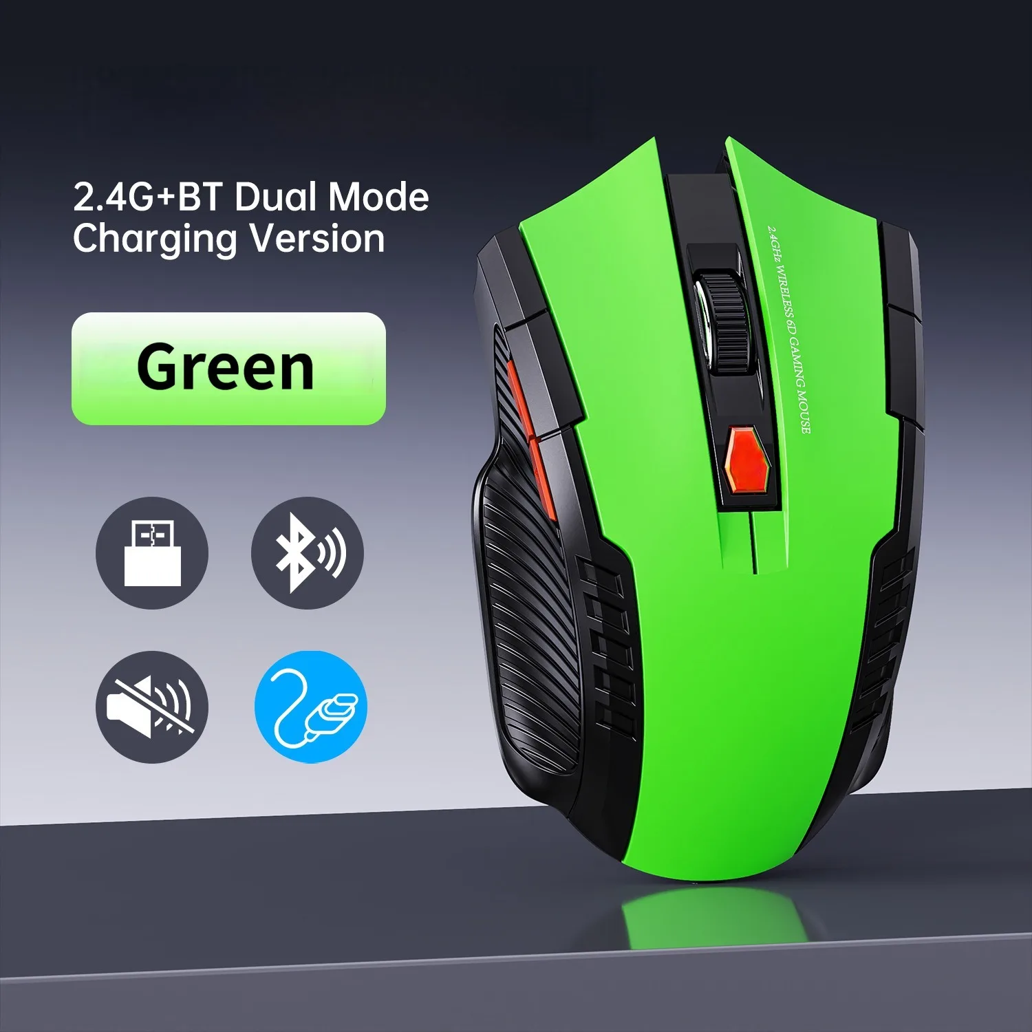 NEXUSCLICK Kabellose Optoelektronische Maus, 1600DPI 6 Geräuschlose Klicks Neue Gaming- und Bastelgeschenk-Maus auf Lager USB-Empfänger für Büro und Gamer