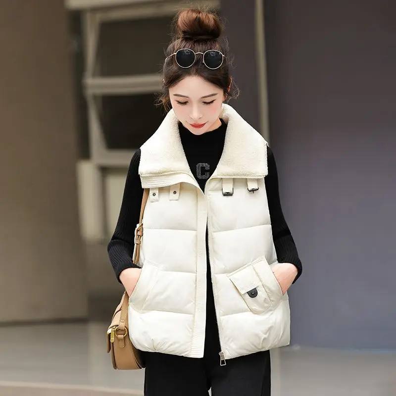 سترة شتوية دافئة جديدة لعام 2026 سترات للنساء موضة بدون أكمام مع سحاب منتفخ صدرية على طراز الشارع ملابس خارجية للسيدات #2