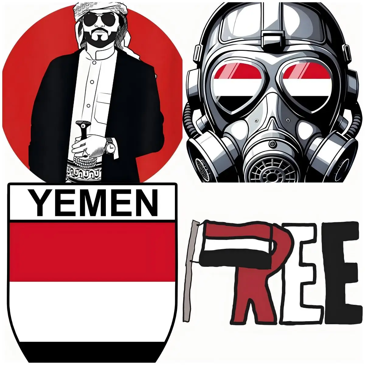 

Yemen Country National Flag Bumper Sticker Yemeni Decal Full Color Vinyl for Car Truck or Laptop