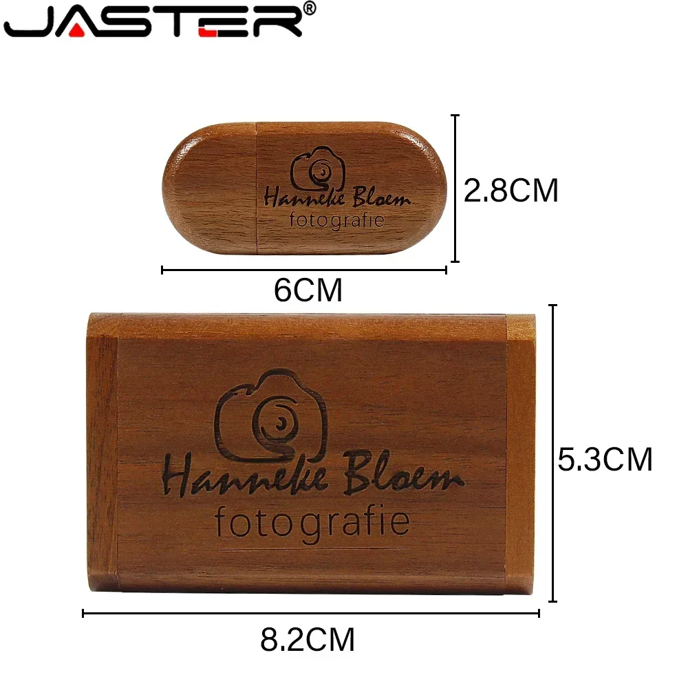 JASTER 50 PCS LOT USB Flash Drives 128GB Wooden Box Pen Drive 64GB Free Custom Logo Memory Stick 32GB Photography Wedding Gifts