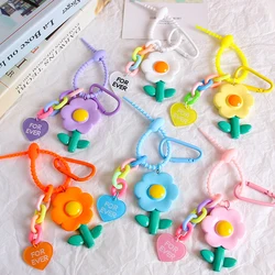 Candy Color Keychains For Bag Women Sweet Flower Pendant Car Keychain Keyring Sunflower Lanyard Strap Key Chain