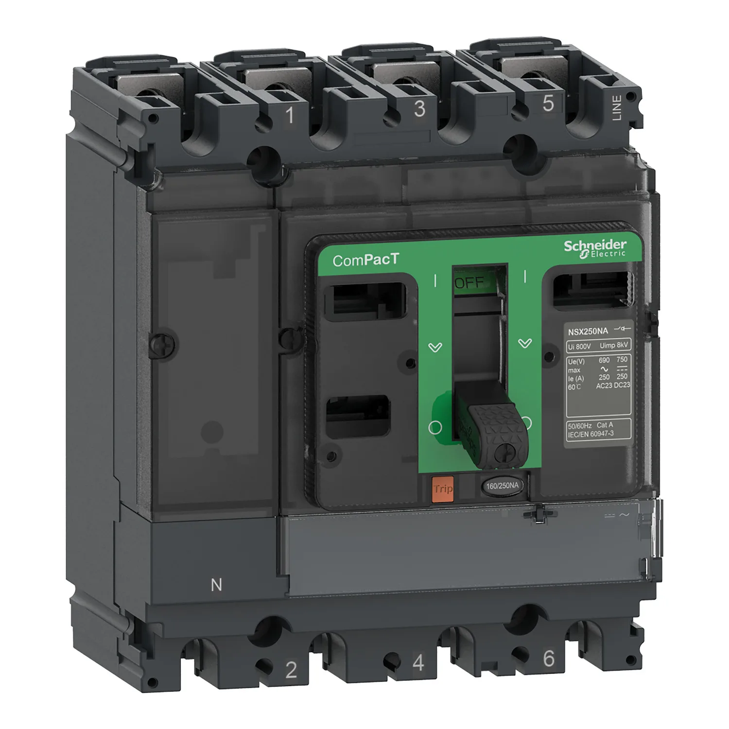

C104100S SWITCH NSX100NA AC 4P 100A Switch disconnector ComPacT NSX100NA, 4 poles, 100A, AC22A, AC23A