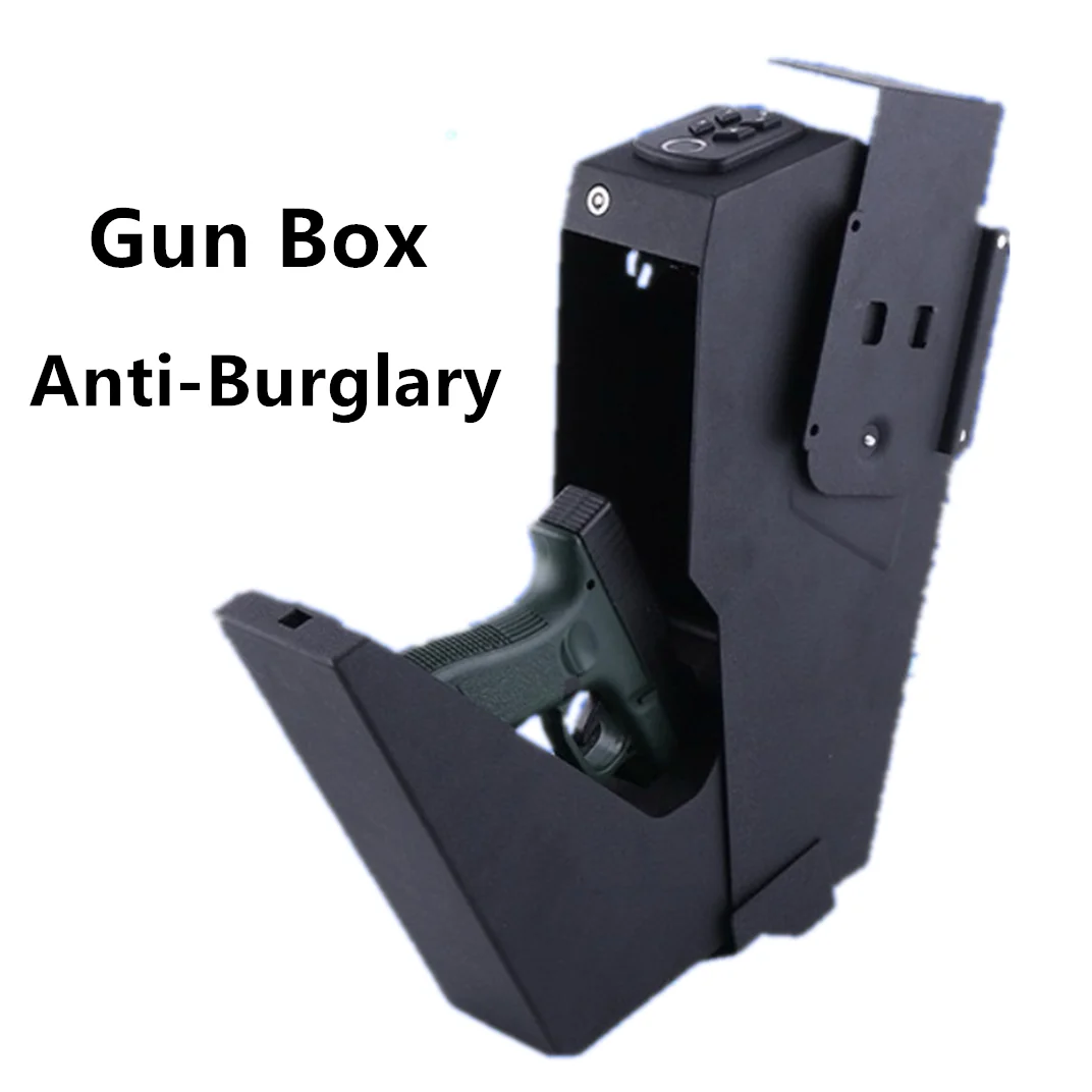 

Gun Safe Box Fingerprint Password With Key Pistol Security Protection Fireproof Anti-theft Resistant