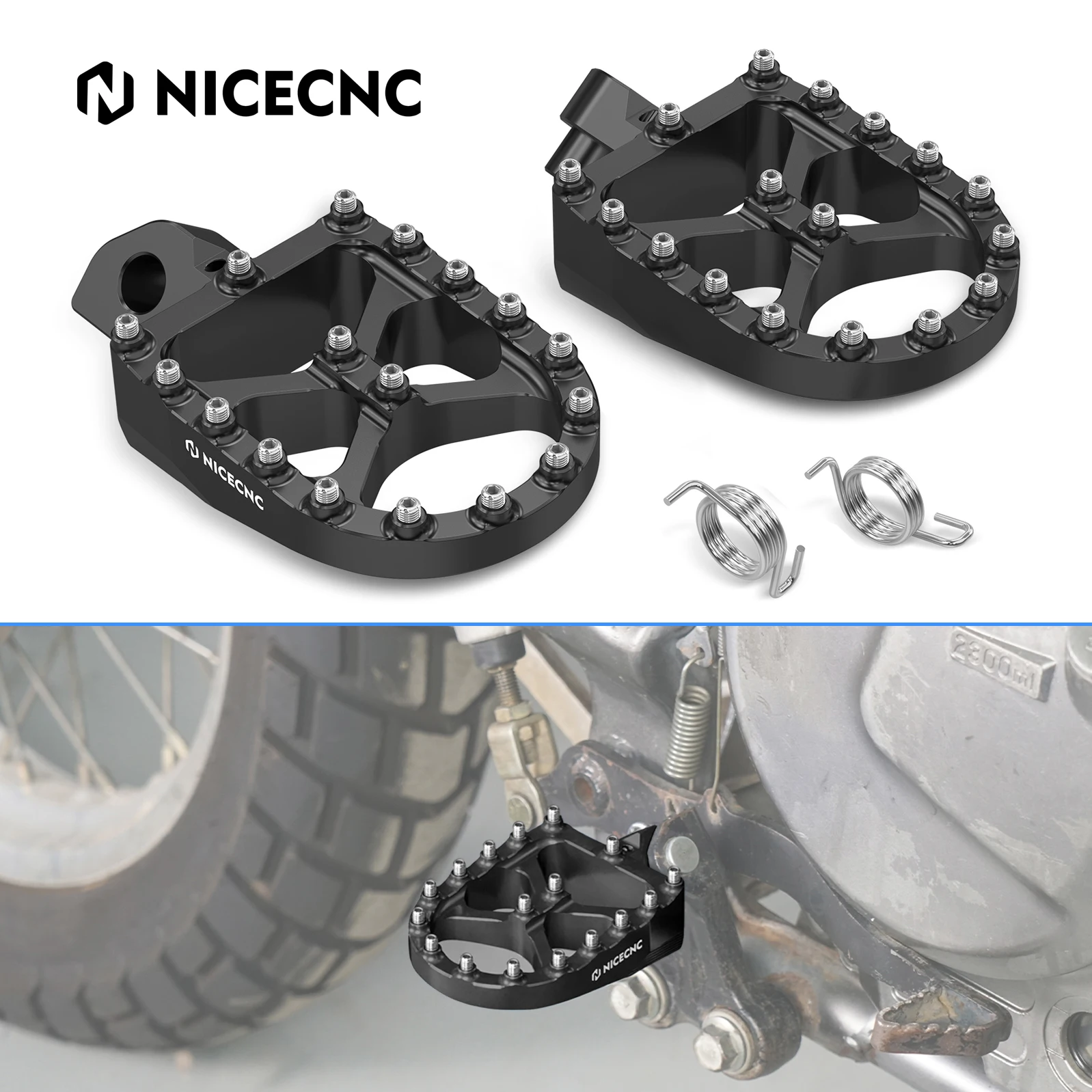 

NICECNC Motorcycle Foot Pedal Footrests Fat Footpegs for Suzuki DR650S DR650SE DR650 S DR650 SE 1996-2024